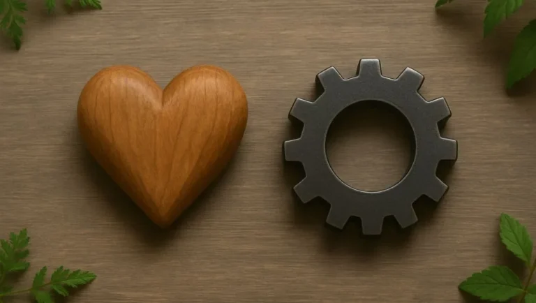 Entrepreneurship vs Passion for Landscape and Hardscape business owners is represented by a heart and a gear